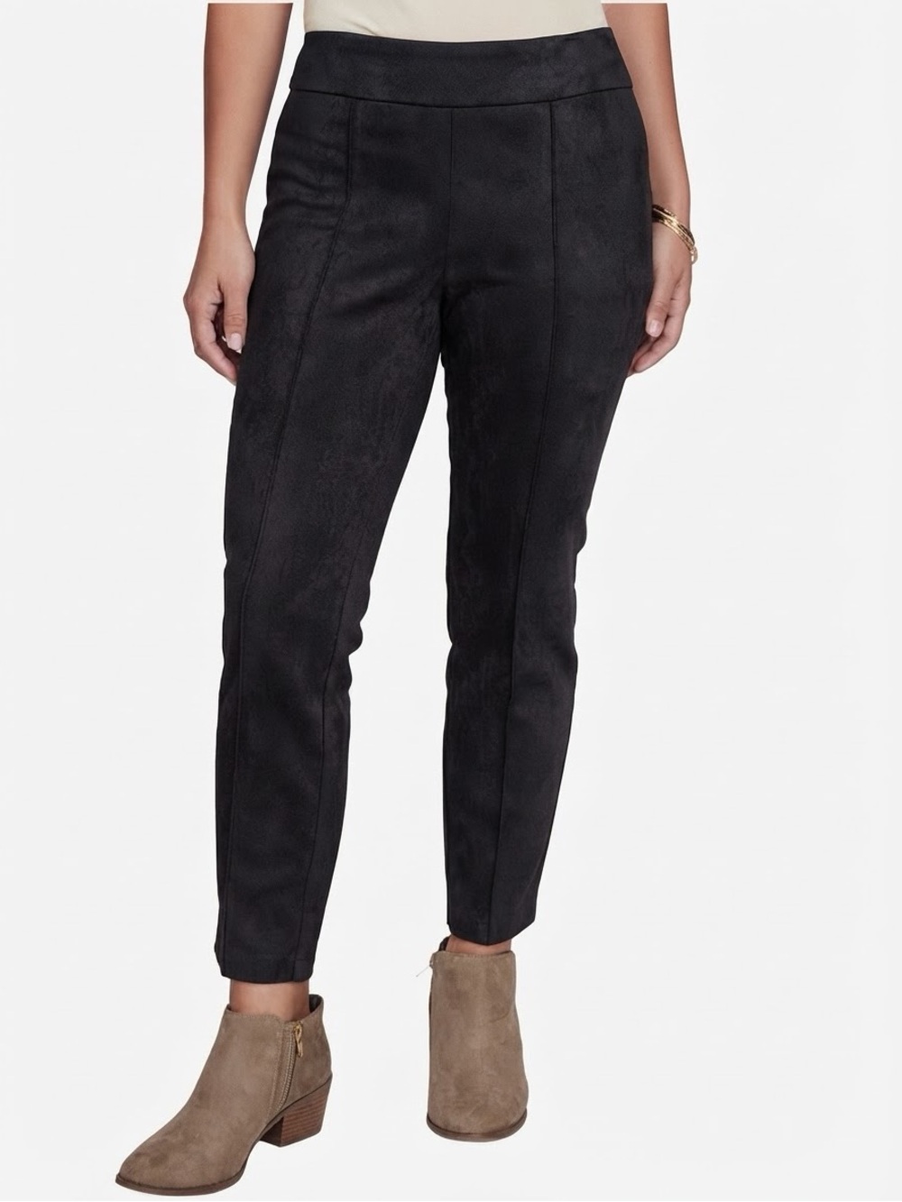Andrew Marc Faux Suede Pants Minimalist Fall Fashion Black Size XL